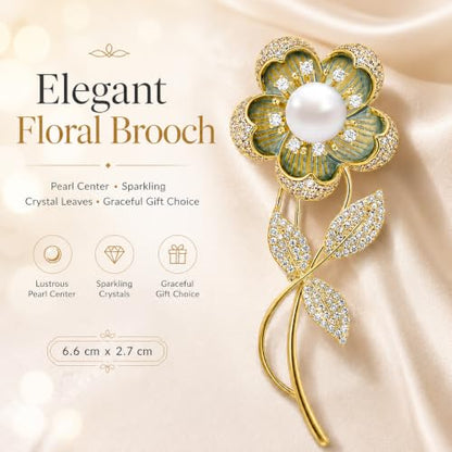 Flower Brooch for Women Rhinestone Pearl Zirconia Flower Lapel Pin Birthday Holiday Gift for Mother Wife Girlfriend - color: 07