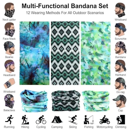 KINGREE KINREE 6PCS Outdoor Magic Scarf, Elastic Headbands, Headscarves, Headwear, Mask - color: Turquoise Series