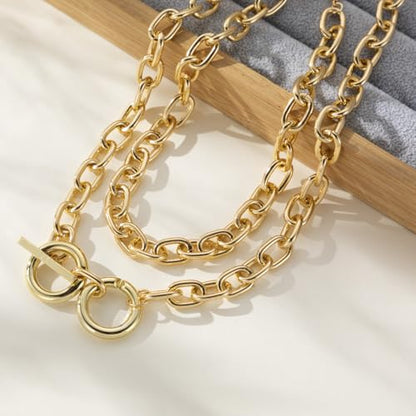 CSIYANJRY99 Chunky Gold Necklaces for Women,Multilayer Punk 80s Hip Hop Necklace,Layered Cuban Link Chain Statement Necklace 90s Freaknik Outfit Accessories for Women - color: Gold Larered Neckalce 2