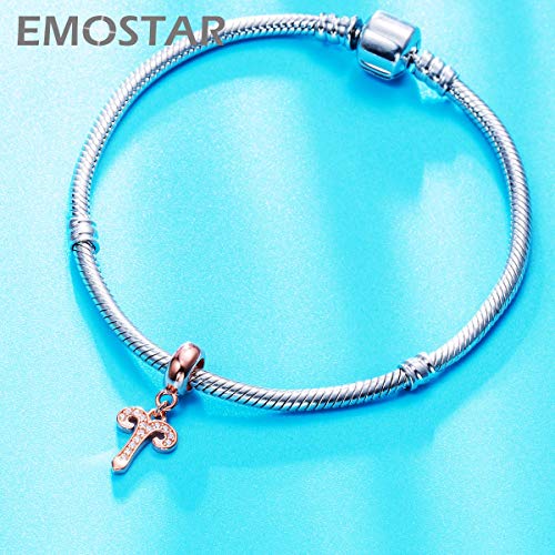 EMOSTAR Zodiac Sign Charms fits European Charm Bracelet – Rose Gold 925 Sterling Silver Necklace Pendant, 12 Horoscope Constellation Dangle CZ Birthstone Beads, Gifts for Women/Men/Birthday - color: Aries (3.21 – 4.19)