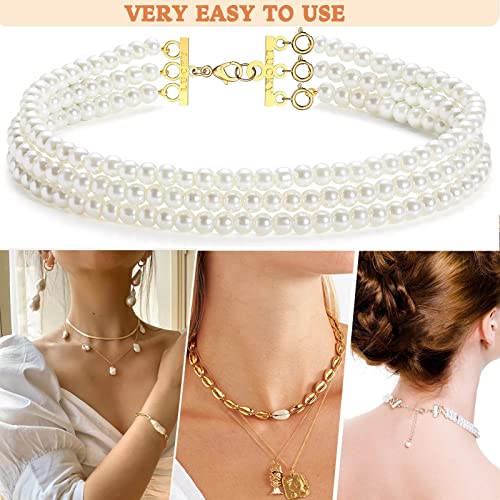 Dailyacc Lucky Necklace Layering Clasp 18K Gold and Silver Multi Strand Clasps for Stackable Necklaces - color: 2Pcs Clasp 2 + 3 Gold