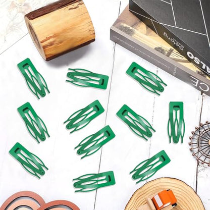 20 Pcs Snap Hair Clips for Women Snap Hair Barrettes Double Grip Hair Clips 3 Prong Clips for Hair Barrettes for Women Girls (Green) - color: Green