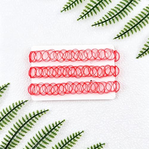 3PCS Black Tattoo Choker Necklace Rainbow Tattoo Chokers Gothic 90s Choker Necklace Purple Tattoo Choker and Pink Chokers 2000s Y2K Multicolour Collar Adjustable Stretchy Elastic Necklace Jewelry Gift for Women - color: 3PCS Red