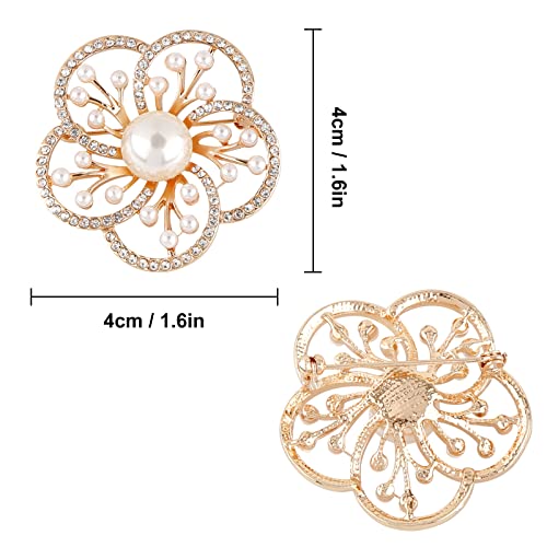 Pearl Diamond Brooch Pins for Dress Sweater Scarf, Wedding Party Decoration Birthday Christmas Gift - style: Flower