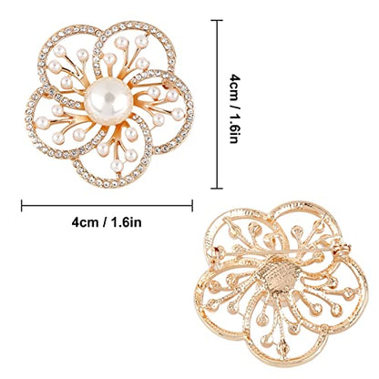 Pearl Diamond Brooch Pins for Dress Sweater Scarf, Wedding Party Decoration Birthday Christmas Gift - style: Flower