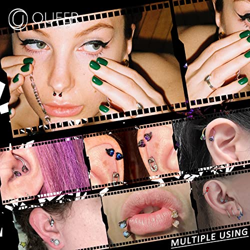 OUFER 316L Surgical Steel Circular Earrings Two White Opals Surrounded by Dragon Claws Cartilage Earing Ear Body Piercing Jewelry Helix Earrings Piercing… - color: Steel Amethyst
