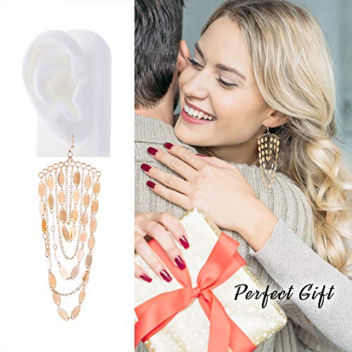 Bohemian Boho Tassel Dangle Drop Earrings for Women – Lightweight Filigree Gypsy Coin Chandelier Disc Charm Hoops – included Gift Box - style: Chandelier - Gold