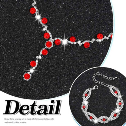Sixexey Rhinestone Earrings Sparkly Bracelet Earring Party Prom Earrings Jewelry for Women - color: Red