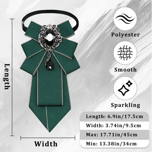 Big Crystal Bow Ties for Men Pre-tied Women Bowtie | Sparkly Laege Rhinestone, Eye-catching Edges, Adjusatble Strap, Polyester Fabric, 6.9"×3.7", Suitable for Suit Wedding Prom - color: Green