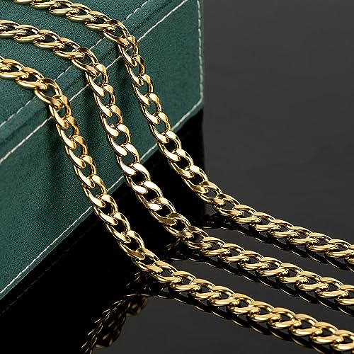 UMAOKANG Gold Cuban Chain for Jewelry Making Chunky Stainless Steel Chains | 9.8 Feet PVD Gold Plated Jewelry Chains Bulk 10mm Wide Necklace Chain for Men Strong Jewelry Chain Roll - color: Gold Twist-10mm