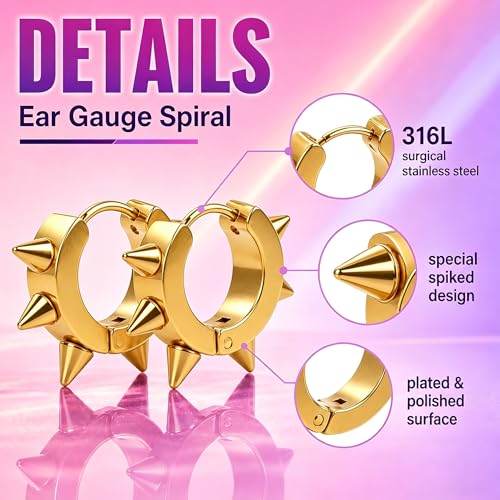 Stainless Steel Mens Womens Hoop Earrings Piercings Huggie Hypoallergenic - color: silver, blue, black, rainbow, gold