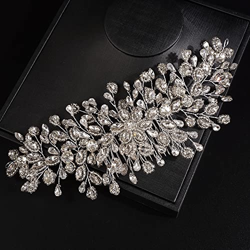 JWICOS Bride Wedding Hair Comb Silver Crystal Headpieces Bridal Hair Clip Side Comb Wedding Hair Accessories for Women and Girls (Silver) - color: Silver