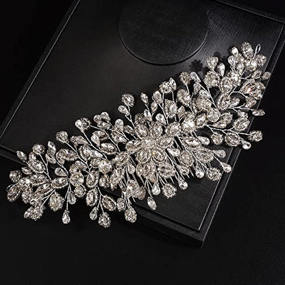 JWICOS Bride Wedding Hair Comb Silver Crystal Headpieces Bridal Hair Clip Side Comb Wedding Hair Accessories for Women and Girls (Silver) - color: Silver