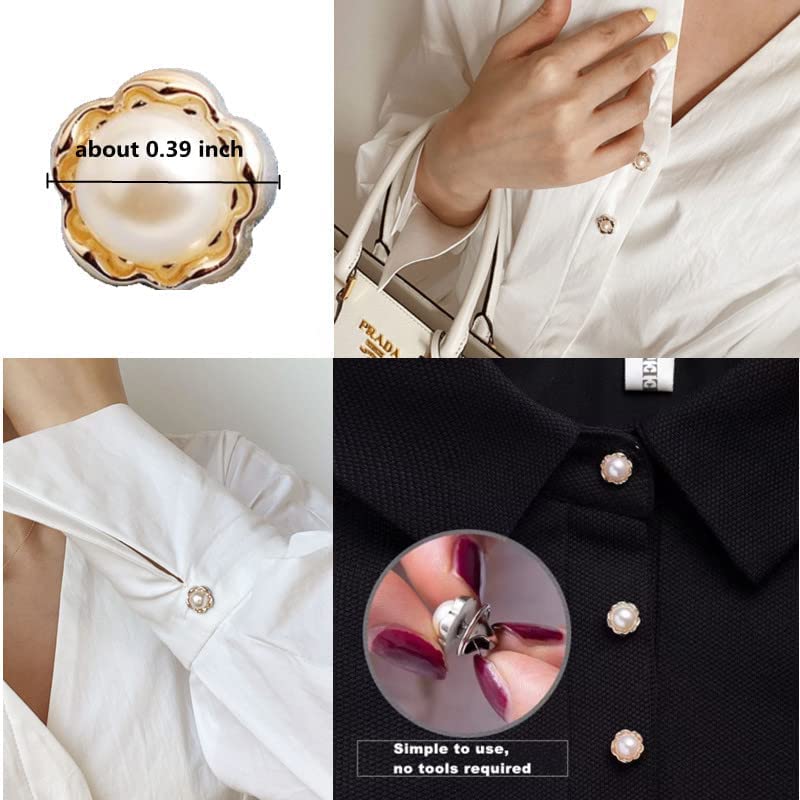 9 Pcs Fashion Pearl Brooch, Safety Pins for Clothes Sweater Shawl Clips Faux Pearl Rhinestones Brooches for Women Pants Extender Safety Pins - color: Gold