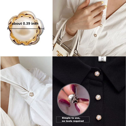 9 Pcs Fashion Pearl Brooch, Safety Pins for Clothes Sweater Shawl Clips Faux Pearl Rhinestones Brooches for Women Pants Extender Safety Pins - color: Gold
