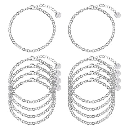 UMAOKANG 10PCS Stainless Steel Chain Link Bracelet for Jewelry Making | Silver Embossed Oval Bracelet Bulk for Women Permanent Chain Bracelets - color: 10pcs Oval Steel