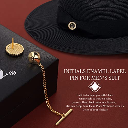 HAWSON Tie Clips, Cufflinks, Tie Tack & Lapel Pins for Men - Suitable for Neckties and French Cuff or Dress Shirt Suits - Jewelry Box Packed, Initials Designed - style: Q-4pcs Sets