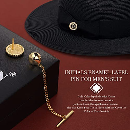 HAWSON Tie Clips, Cufflinks, Tie Tack & Lapel Pins for Men - Suitable for Neckties and French Cuff or Dress Shirt Suits - Jewelry Box Packed, Initials Designed - style: Q-4pcs Sets
