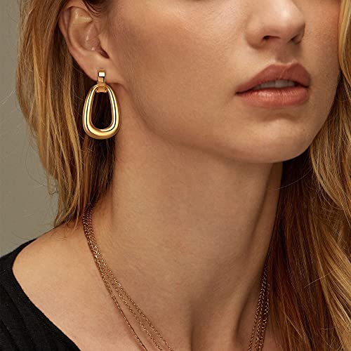 FANZE 2-3 Pairs Clip on Earrings Drop Earrings Set,Big Matte Gold Earrings Statement Earrings Jewelry Gift for Women - color: Set-6
