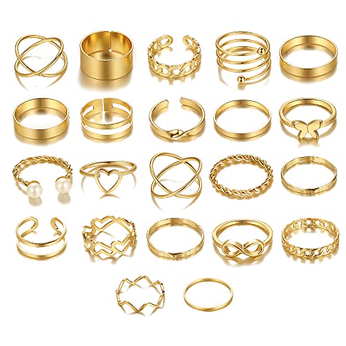 KOSMOS-LI 60 PCS Gold Plated Jewelry Sets with Costume Necklaces, Bracelets, Earrings, Knuckle Rings for Women - color: 60gold