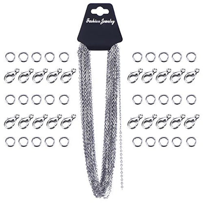 Outus 33 Feet Stainless Steel Chain Silver DIY Link Necklaces Chains with 20 Lobster Clasps and 30 Jump Rings for Jewelry Making (2.5 Mm) - size: 2.5 mm Wide