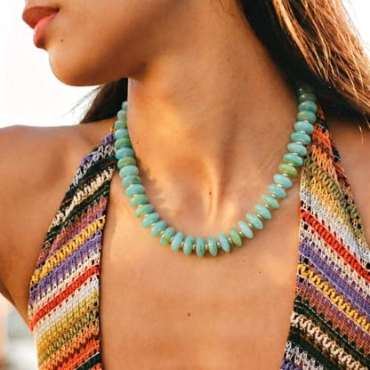 Resin Chunky Beaded Necklace for Women,Vacation Jewelry | Acrylic Beads,Boho Summer Beach Handmade Jewelry,Trendy Bold Statement Beaded Necklace,Birthday Gift for Women - color: Mint Green