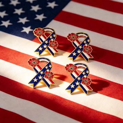 4/12/25/50 Pack Poppy Pins for Memorial Day, Poppy Flower Pin with USA Flag | Patriotic Pins Broochs Patriotic Gift for Memorial, 4th of July Independence, Veterans Day