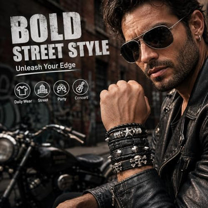 5 Pcs Punk Studded Bracelet Emo Goth Bracelets Y2k Alt Jewelry Grunge Spike Accessories for Men Women Rocker Clothes - color: 6 Pcs