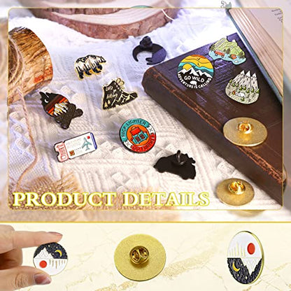 15 Pcs Enamel Pins for Backpack Hat Outdoors Adventure Brooch Pins Cute Camping Lapel Nature Aesthetic Jewelry for Women Men Clothing Bags DIY Crafts Gifts