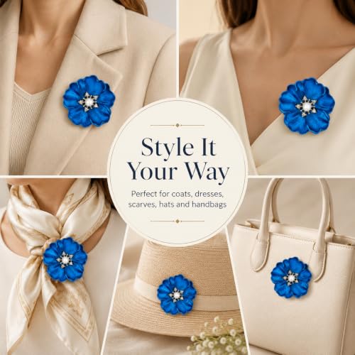 Brooch Pin for Women Rhinestone Peacock Crystal Delicate Animal Brooch Lapel Pins Girls Fashion Jewelry Gift for Christmas Brooch Birthday Jewelry Gift - style: Blue Floral Series