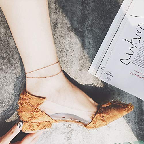 RoseGold Ankle Bracelets for Women - Layered Anklets - Link Foot Jewellery - color: RoseGold -10#