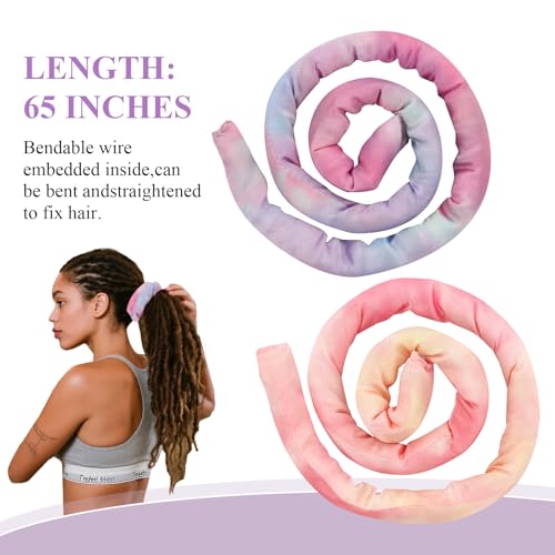 4 Pieces Spiral Lock Hair Tie, Dreadlock Hair Tie Set, Iron Wire Embedded, Bendable Ponytail Holders for Women and Men for Braids Loc Thick Curly Hairs (Multi)