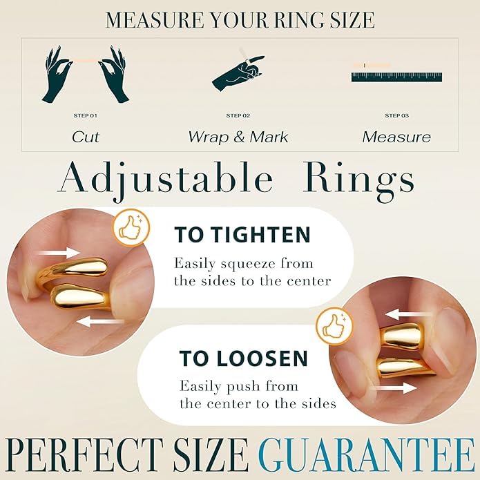 Non Tarnish Gold Chunky Rings for Women, 14K Gold Plated Statement Dome Rings Stacking Silver, Adjustable Mens Eternity Wedding Band Mixed Metal Jewelry Size 3-13 - color: Silver, size: 5.5, style: Open Twist Band