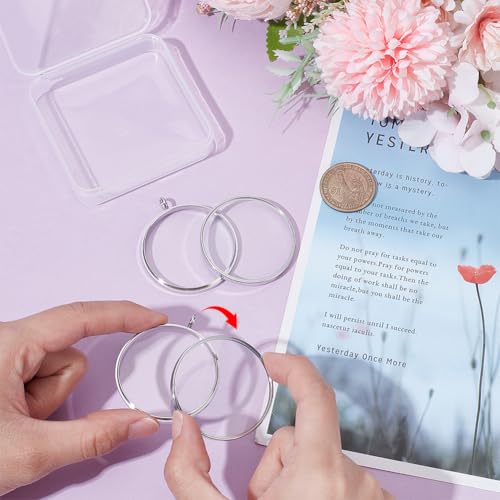 UNICRAFTALE 2Pcs Memory Locket Pendants 304 Stainless Steel Flat Round Charms Glass Floating Charm Crystal Photo Frame Locket Pendants for Necklace Jewelry Making