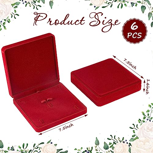 6 Pcs Velvet Jewelry Set Box Jewelry Display Case Earring Ring Bracelet Necklace Gift Box Pearl Necklace Storage Case for Mother's Day Wedding Travel Anniversary(Wine Red) - color: Wine Red
