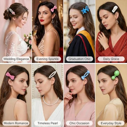 20 Pcs Assorted Hair Clips Set with Jewelry Jar, Fashion Hair Accessories for Everyday Wear & Special Events, Ideal Birthday Gift for Women