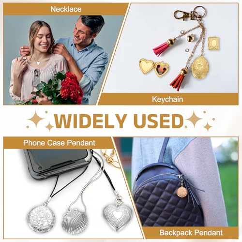 MECCANIXITY Custom Photo Locket Charm, Copper Retro Picture Locket Pendants for DIY Memorial KeyChains Necklace Bracelet Jewelry Making - color: Rose Gold, style: Book