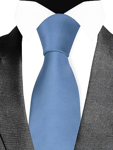 GUSLESON Classic New 3.15"（8cm） Men's Solid Color Necktie Wedding Business Tie + Gift Box - color: Dusty Blue