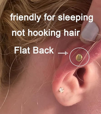 20g 16g Tragus Piercing Jewelry Helix Earrings Threadless Flat Back Earrings for Women Forward Helix Cartilage Earring Tragus Jewelry Medusa Labret Lip Piercing Jewelry Lip Studs 16 Gauge 8mm - color: B5 - threadless 16g 6mm - gold