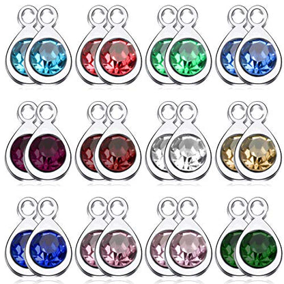 Aylifu Birthstone Charms Crystal Pendant Charms 12 Months Birth Charms for Necklace Bracelet Earring - color: 12 Colors