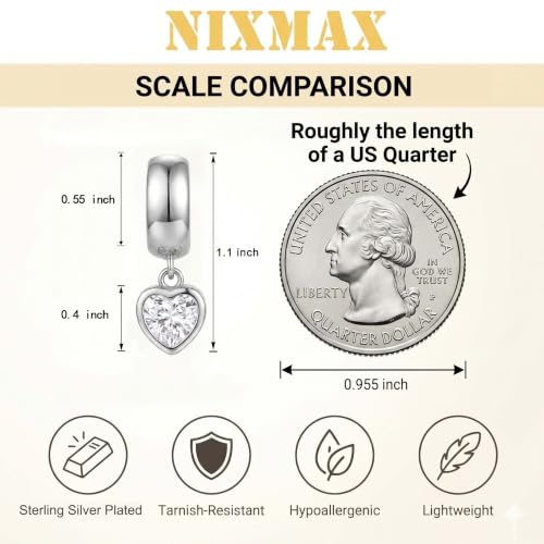 NIXMAX Trendy Gold Dangle Earrings for Women, Chunky Statement CZ Hoops | Bezel-Set Cubic Zirconia Charm, 14K Gold Plated, Lightweight Hypoallergenic Jewelry, Fashion Accessories, Gifts for Women - color: Silver-Chunky-heart hoops