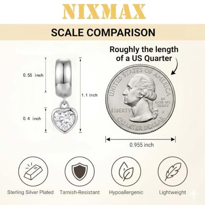 NIXMAX Trendy Gold Dangle Earrings for Women, Chunky Statement CZ Hoops | Bezel-Set Cubic Zirconia Charm, 14K Gold Plated, Lightweight Hypoallergenic Jewelry, Fashion Accessories, Gifts for Women - color: Silver-Chunky-heart hoops