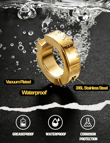 Stainless Steel Mens Womens Clip On Earrings Hoop Huggie Non-Piercing 3 Pairs - color: 3 Pairs(Silver + gold + black)