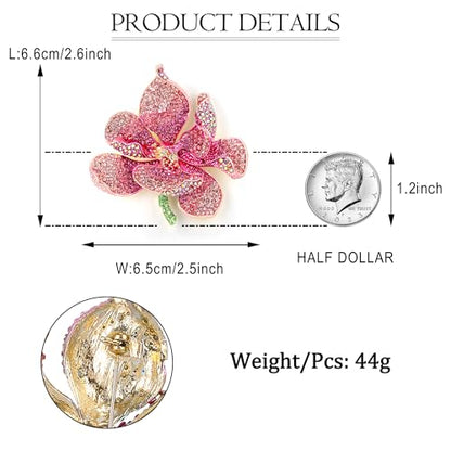 EVER FAITH Women's Austrian Crystal Orchid Flower Petal Brooch - color: Pink Gold-Tone