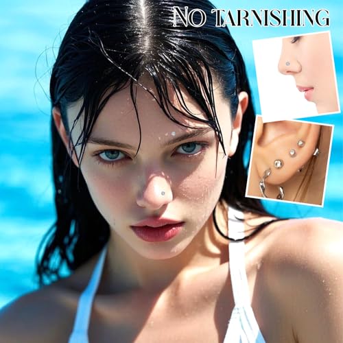 JJUNW 60 Pcs Nose Studs Nose Rings, 1.5 Mm Tragus Piercing Jewelry Nose Piercings Rhinestones, Stainless Steel Helix Piercing Jewelry Tiny for Women Men Tragus Nose Medusa Lip Labret