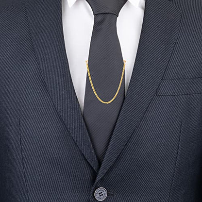 2pcs Set Men's Tie Chain Necktie Tie Clips Link Chain Gift Box - style: Silver Gold-A