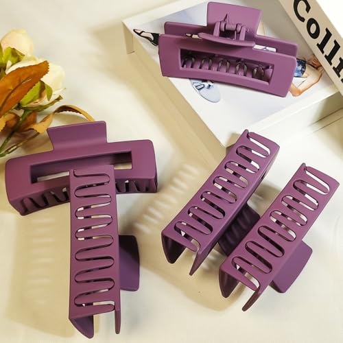 18 Pack Hair Claw Clips,Hair Clips For Women,Large Hair Claw Clips For Thick Hair,Nonslip Matte Hair Clips Hair Accessories Women Girl Birthday Christmas Gift (18 Pack Purple) - color: Purple
