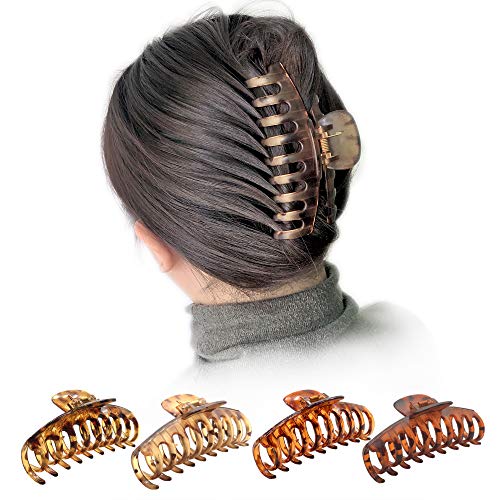 OWIIZI 4.3" Large Hair Claw Clips for Women Long Thick Hair (4 Packs) | Matte Leopard Hair Clips,Non-Slip Strong Hold Ponytail Barrettes,Jumbo Cute Hair Accessories,for Girls Thick Thin Curly Hair - color: Style 2