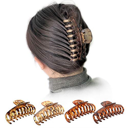 OWIIZI 4.3" Large Hair Claw Clips for Women Long Thick Hair (4 Packs) | Matte Leopard Hair Clips,Non-Slip Strong Hold Ponytail Barrettes,Jumbo Cute Hair Accessories,for Girls Thick Thin Curly Hair - color: Style 2