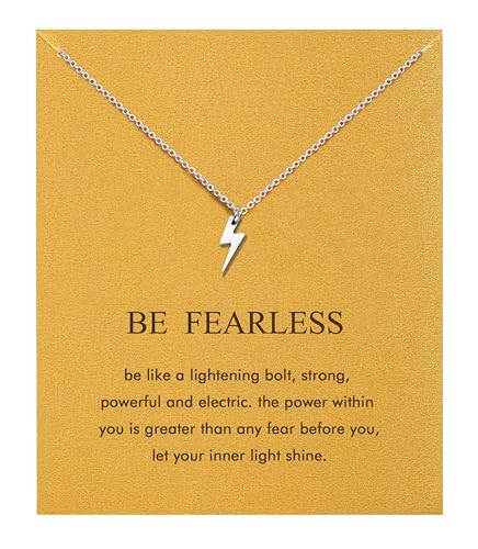 Silver Necklaces for Women Teens, Best Friend Necklace Sister Daughter Gift | Horseshoe Butterfly Swan Wave Evil Eye Necklace Graduation Chritmas Birthday Gifts for Women, Stainless Steel - style: Lightning